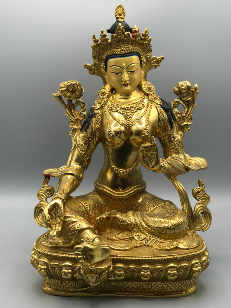 Brass Green Tara Statue 12