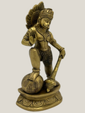 Brass Hanuman Standing on Rock 6"