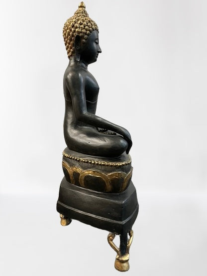 Brass Earth Witness Buddha Statue 27"