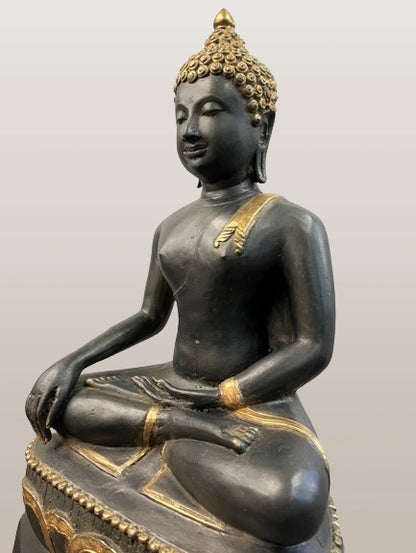 Brass Earth Witness Buddha Statue 27"