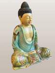 Meditating Buddha Statue with Painted Robes 9.5"