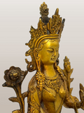 Brass Green Tara Statue 8.5"