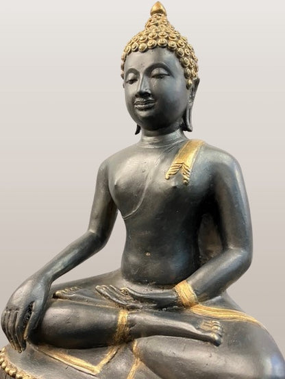 Brass Earth Witness Buddha Statue 27"