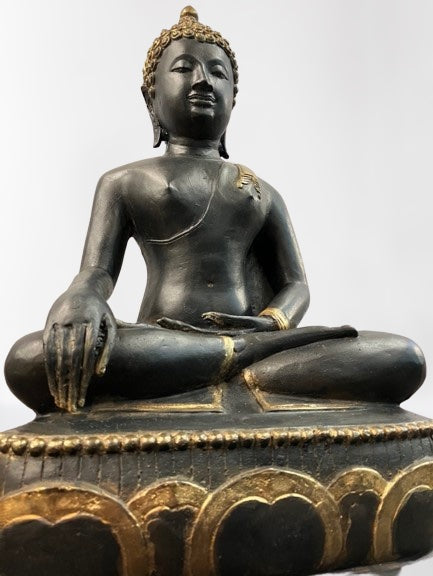 Brass Earth Witness Buddha Statue 27"