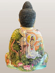 Meditating Buddha Statue with Painted Robes 9.5"