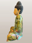 Meditating Buddha Statue with Painted Robes 9.5"