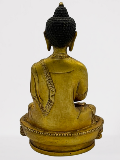 Brass Meditation Buddha Statue 8"