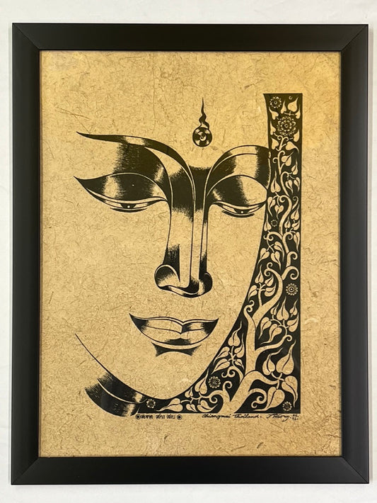 Framed Buddha Face Art Print 21"