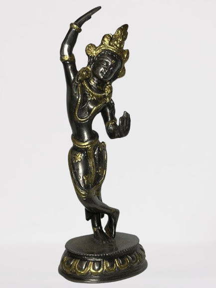 Brass Goddess Maya Devi Statue 8.5"