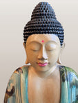 Meditating Buddha Statue with Painted Robes 9.5"