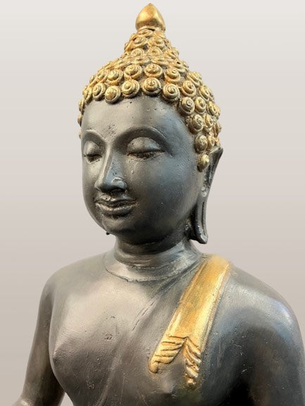 Brass Earth Witness Buddha Statue 27"