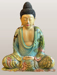 Meditating Buddha Statue with Painted Robes 9.5"