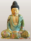 Meditating Buddha Statue with Painted Robes 9.5"