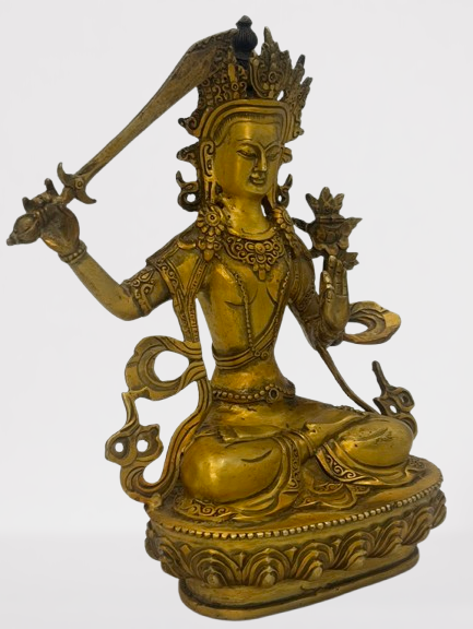 Brass Manjushri Statue 8"