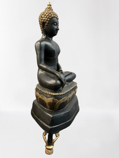 Brass Earth Witness Buddha Statue 27"