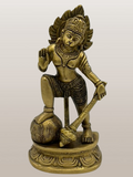 Brass Hanuman Standing on Rock 6"