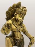 Brass Hanuman Standing on Rock 6"