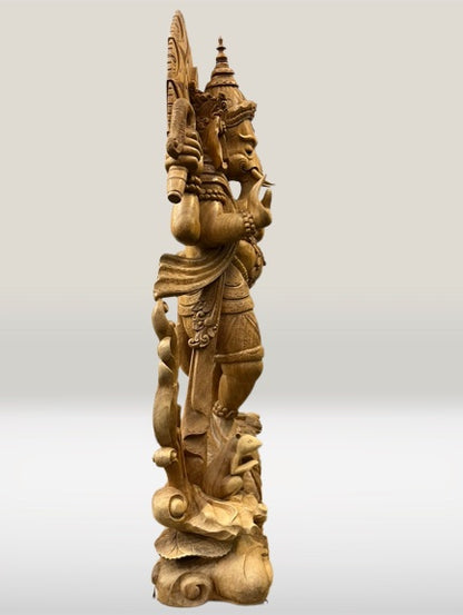 Wood Standing Ganesh Statue 40"