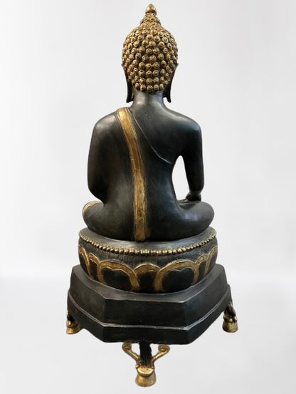 Brass Earth Witness Buddha Statue 27"