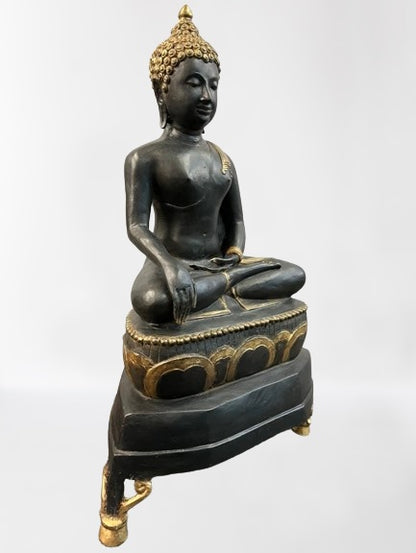 Brass Earth Witness Buddha Statue 27"