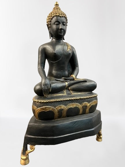 Brass Earth Witness Buddha Statue 27"