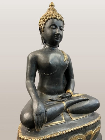 Brass Earth Witness Buddha Statue 27"