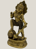 Brass Hanuman Standing on Rock 6"