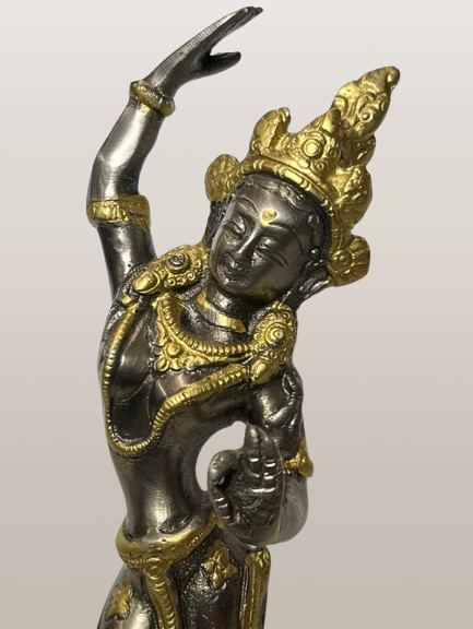 Brass Goddess Maya Devi Statue 8.5"