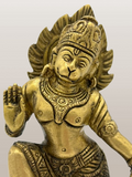 Brass Hanuman Standing on Rock 6"