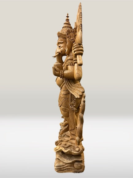 Wood Standing Ganesh Statue 40"