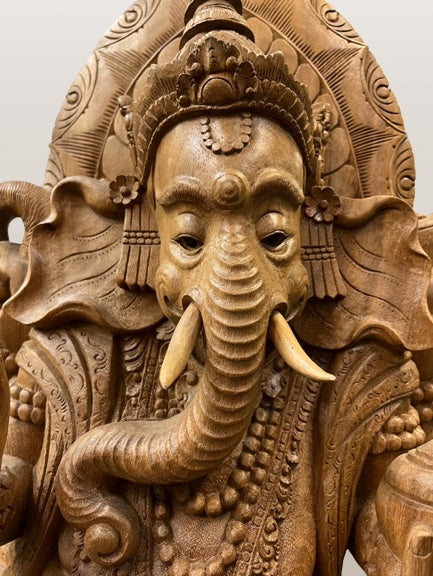 Wood Standing Ganesh Statue 40"