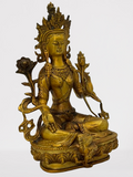 Brass Green Tara Statue 8.5"