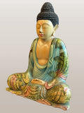 Meditating Buddha Statue with Painted Robes 9.5"