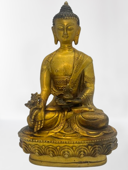 Brass Medicine Buddha Statue 8"