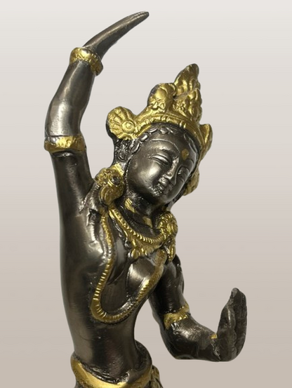 Brass Goddess Maya Devi Statue 8.5"