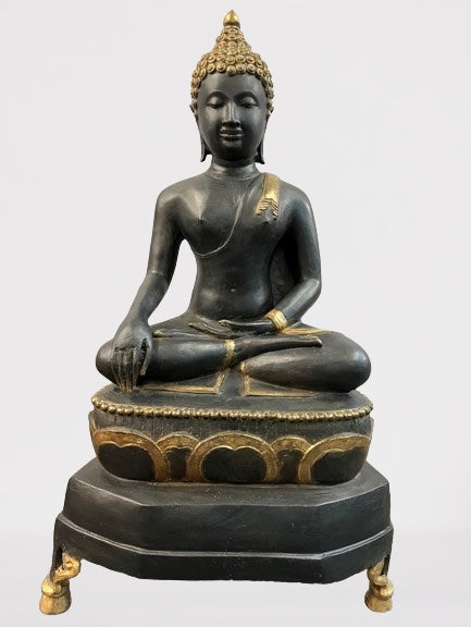 Brass Earth Witness Buddha Statue 27"