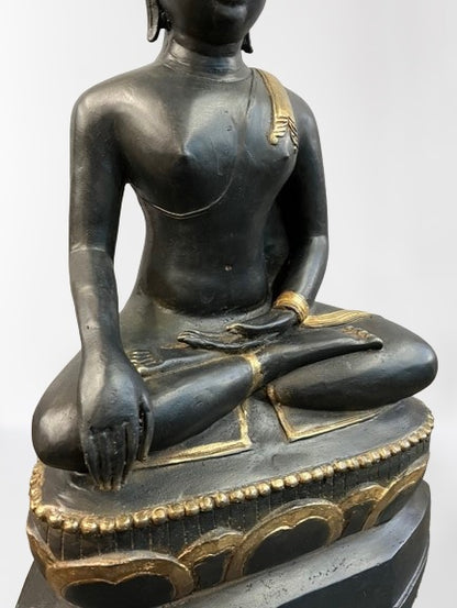 Brass Earth Witness Buddha Statue 27"