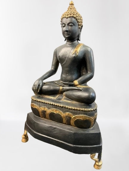 Brass Earth Witness Buddha Statue 27"