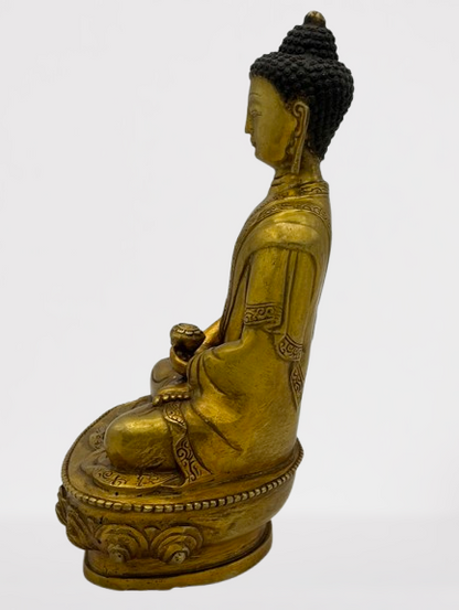 Brass Meditation Buddha Statue 8"