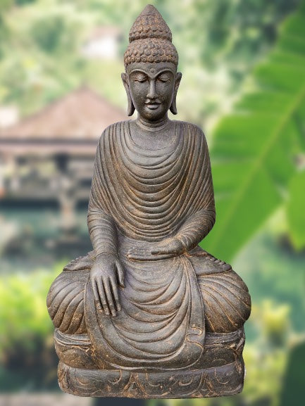 Large Stone Earth Witness Buddha Statue 61"