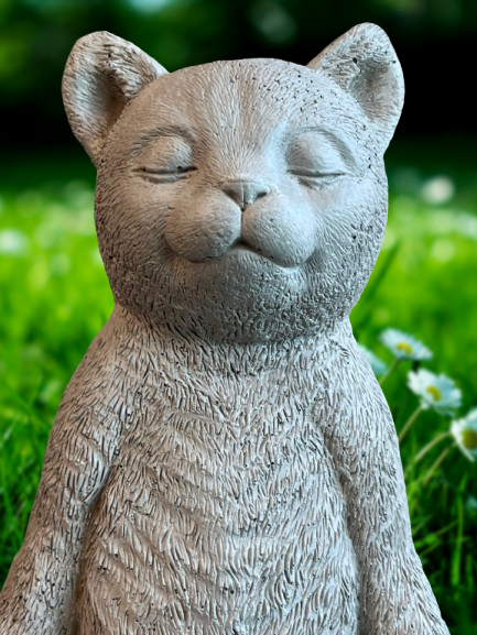 Meditating Yogi Cat Statue 8.5"