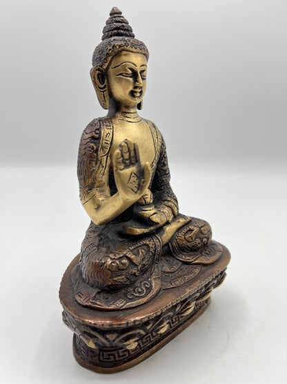 Brass Seated Abhaya Buddha Statue 7"