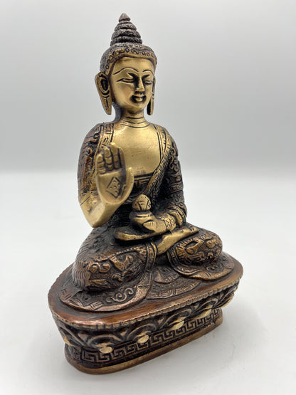 Brass Seated Abhaya Buddha Statue 7"