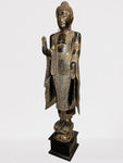 Wood Standing Abhaya Buddha Sculpture 68"