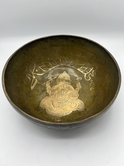 Handmade Ganesh Meditation Singing Bowl 11"