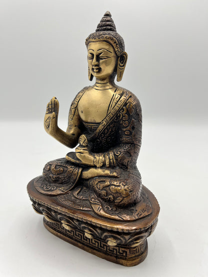 Brass Seated Abhaya Buddha Statue 7"