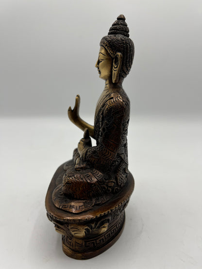 Brass Seated Abhaya Buddha Statue 7"