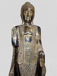 Wood Standing Abhaya Buddha Sculpture 68"