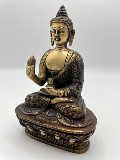 Brass Seated Abhaya Buddha Statue 7"