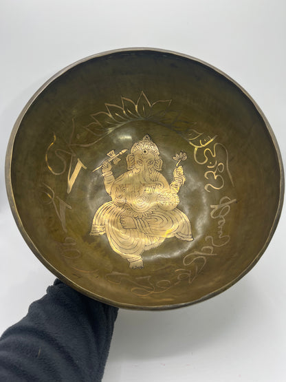 Handmade Ganesh Meditation Singing Bowl 11"